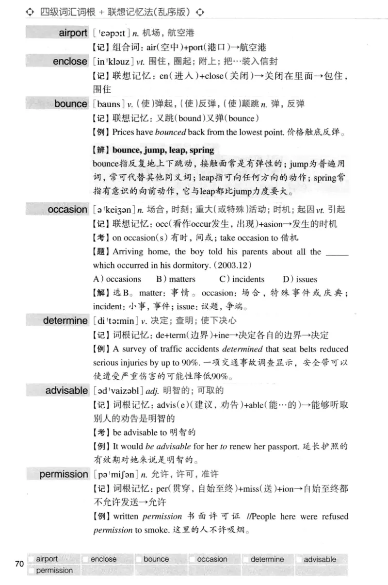 四级词汇词根+联想记忆法（乱序）_大学英语四级+六级_四级真题_四级词汇（乱序）