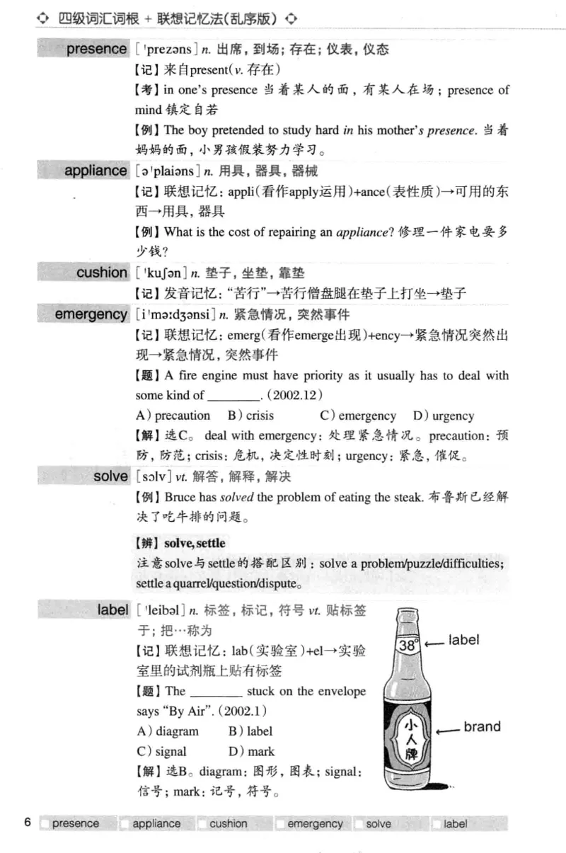 四级词汇词根+联想记忆法（乱序）_大学英语四级+六级_四级真题_四级词汇（乱序）