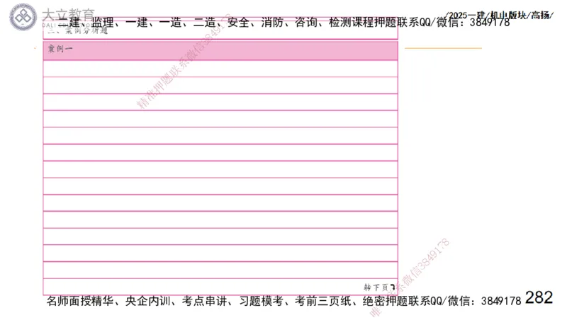 W2025一建机电-高扬-管理板块0_2026年一级建造师_2026年一建机电_2025年一建机电SVIP_04-冲刺串讲✿考点强化✿小灶集训_31-机电《案例专项班》高扬DL_讲义_2025一建机电板块刷题资料