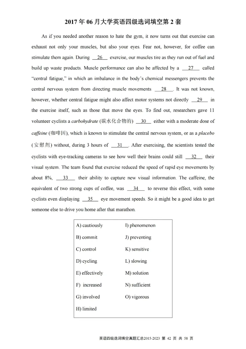 四级选词填空真题2015-2023.12_大学英语四级+六级_四级真题_专项_四级选词填空