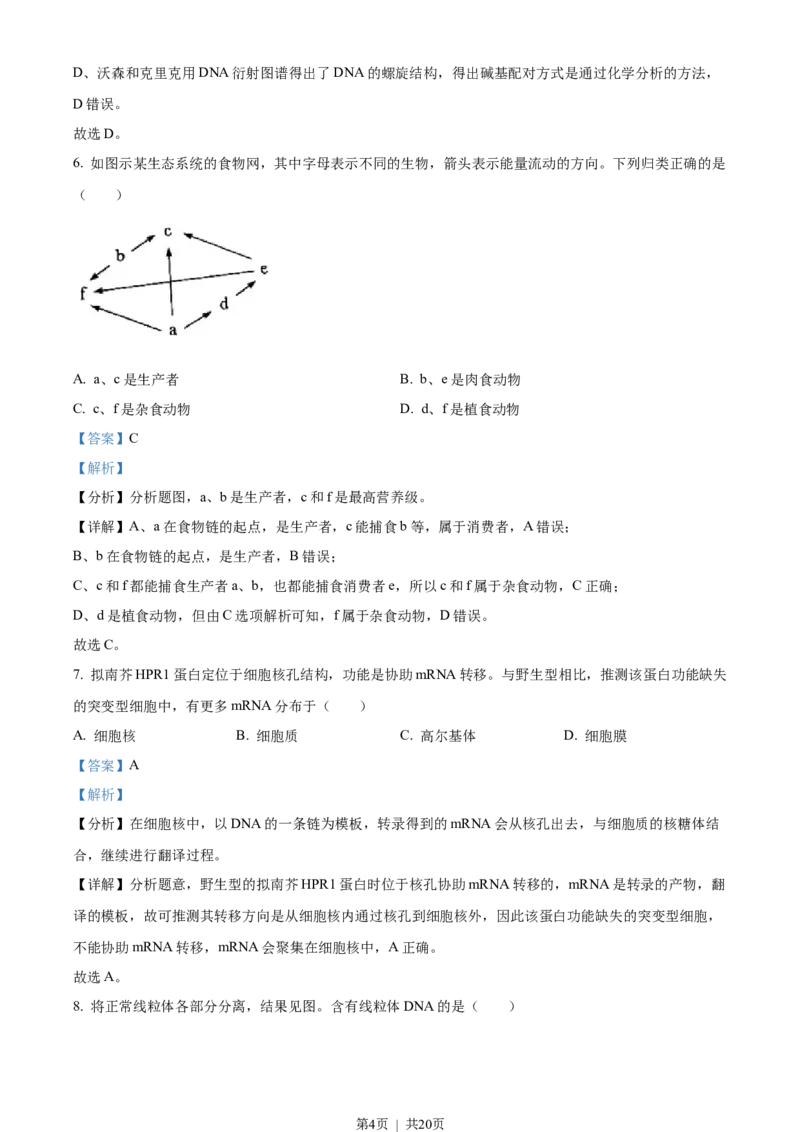 2022年高考生物试卷（广东）（解析卷）_生物历年高考真题_新&middot;Word版2008-2025&middot;高考生物真题_生物（按省份分类）2008-2025_2008-2025&middot;（广东）生物高考真题