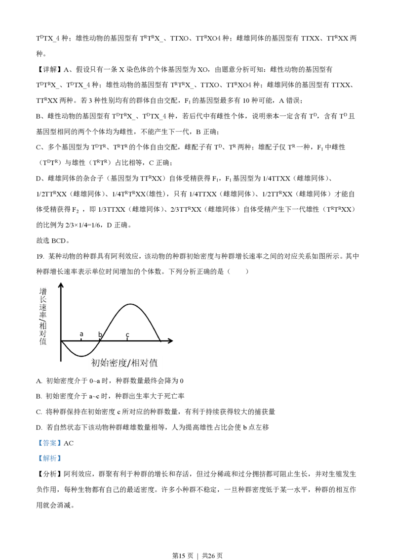 2023年高考生物试卷（山东）（解析卷）_生物历年高考真题_新&middot;PDF版2008-2025&middot;高考生物真题_生物（按省份分类）2008-2025_2008-2025&middot;（山东）生物高考真题