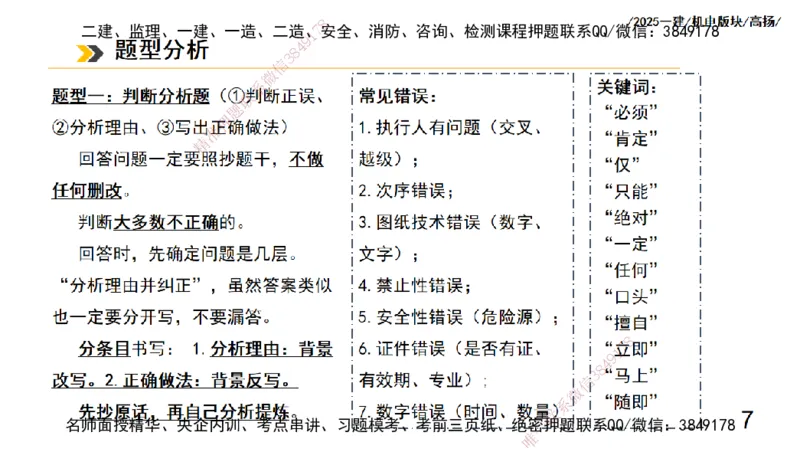 s2025一建机电-高扬-管理板块0_2026年一级建造师_2026年一建机电_2025年一建机电SVIP_04-冲刺串讲✿考点强化✿小灶集训_31-机电《案例专项班》高扬DL_讲义