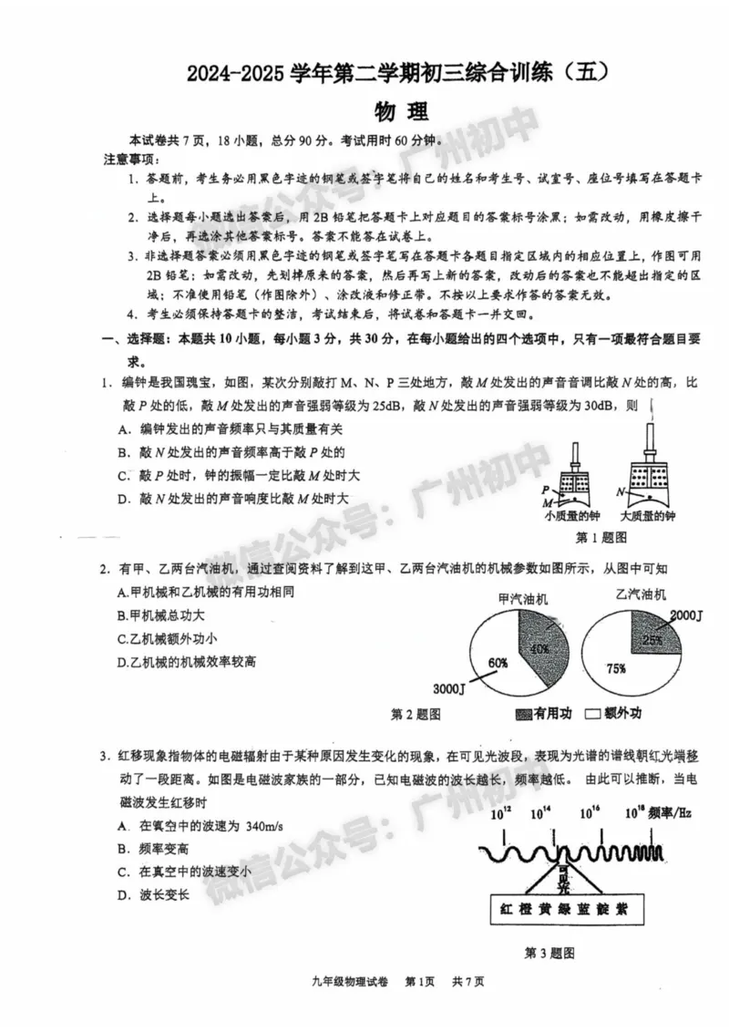 2025南沙区中考二模物理试题(1)_广州九上月考+期中+期末+一模二模+中考真题_2025中考二模