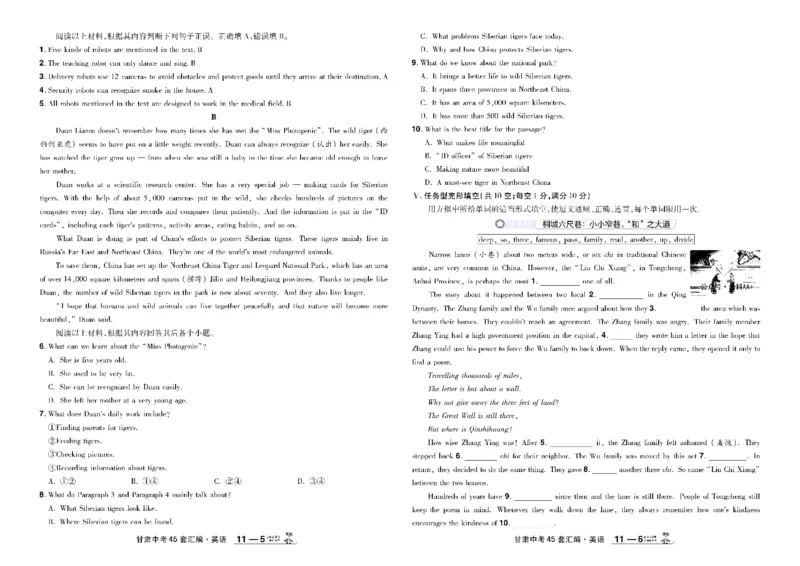 2026《中考英语45套》甘肃_45套中招_2026《中考英语45套》甘肃