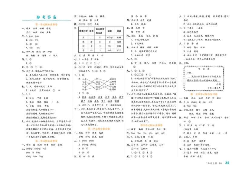 《全品小复习》23秋语文2年级上册（RJ）参考答案_二年级上下册资料_小学二年级学习资料-25年更新版_2-01、小学二年级语文上册_2-1-2、练习题、作业、试题、试卷_电子册类