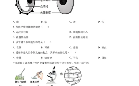 2025年福建省中考生物真题（空白卷）_福建中考1_6.福建中考生物（2017-2025）