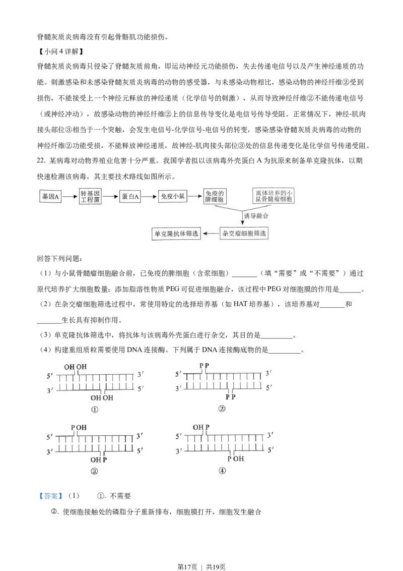 2023年高考生物试卷（湖北）（解析卷）_生物历年高考真题_新&middot;Word版2008-2025&middot;高考生物真题_生物（按试卷类型分类）2008-2025_自主命题卷&middot;生物（2008-2025）_湖北自主命题&middot;生物（2021-2025）