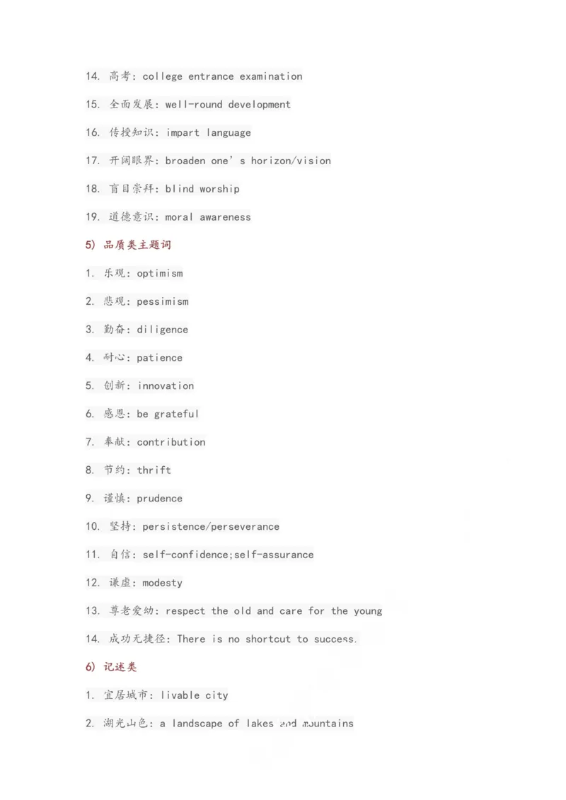 CET词单写作主题词_大学英语四级+六级_四六级作文模板+单词