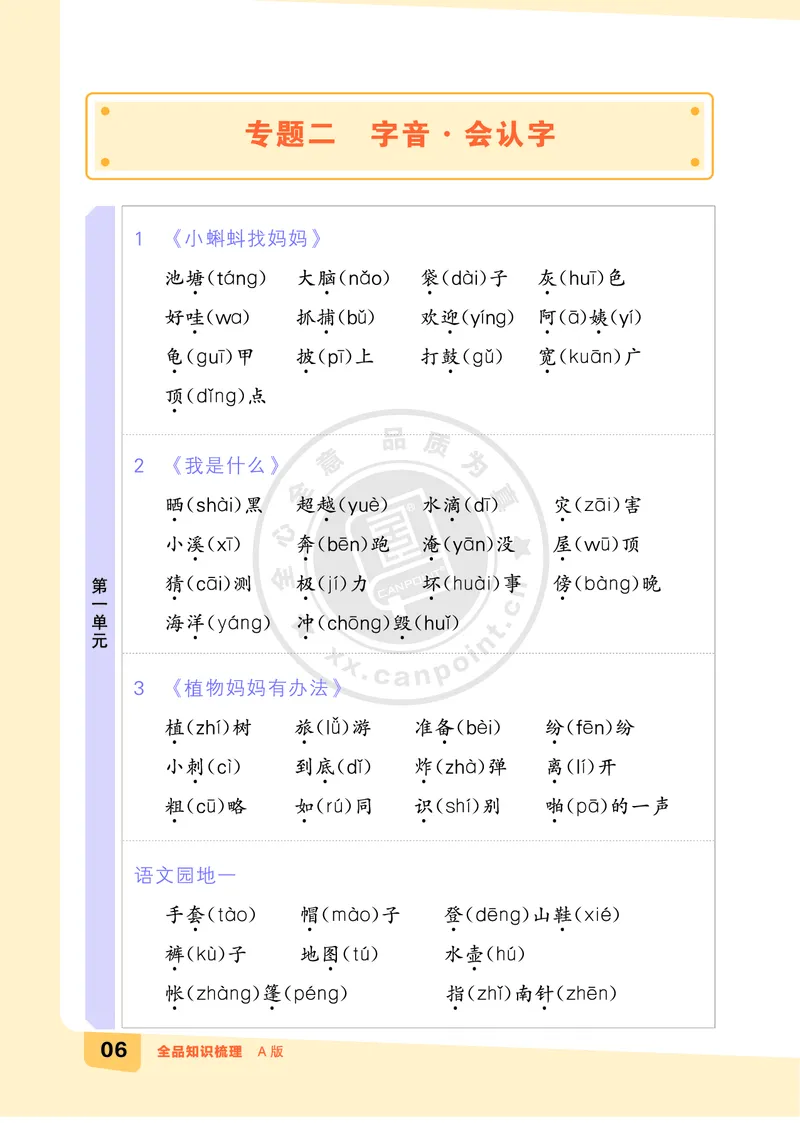 《全品知识梳理》语文2年级上册（RJ）A版_二年级上下册资料_小学二年级学习资料-25年更新版_2-01、小学二年级语文上册_2-1-2、练习题、作业、试题、试卷_电子册类