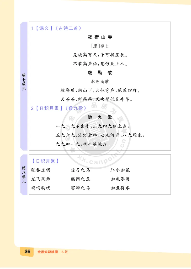 《全品知识梳理》语文2年级上册（RJ）A版_二年级上下册资料_小学二年级学习资料-25年更新版_2-01、小学二年级语文上册_2-1-2、练习题、作业、试题、试卷_电子册类