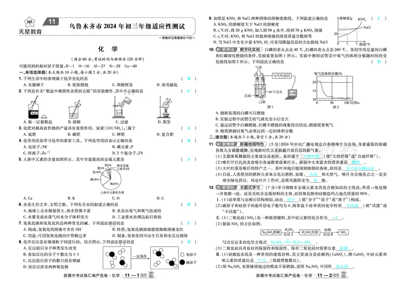 2026《中考化学45套》新疆答案_45套中招_2026《中考化学45套》新疆