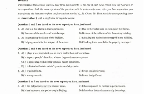 大学英语四级考试2024年6月真题第一套_大学英语四级+六级_四级真题_四级真题_2024年06月CET4题+解+音频_2024年06月CET4_2024年6月四级真题-原题_扫描版