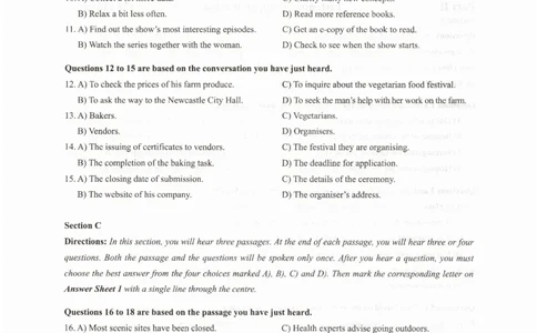 大学英语四级考试2024年6月真题第一套_大学英语四级+六级_四级真题_四级真题_2024年06月CET4题+解+音频_2024年06月CET4_2024年6月四级真题-原题_扫描版