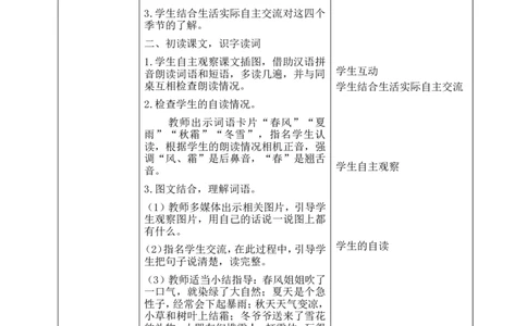 一下语文第1单元教案_一年级语文下册（统编版）_老课标资料_教案反思+导学案_表格式_4版表格式教案含反思
