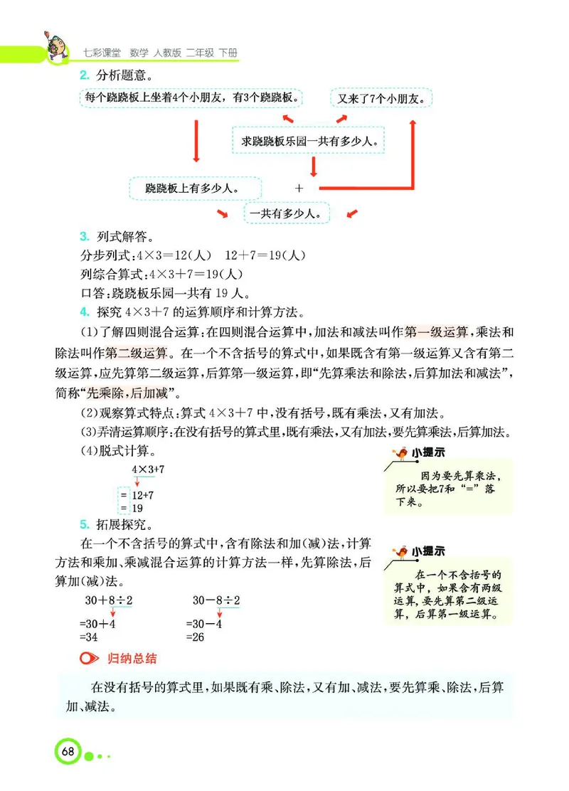 《七彩课堂》数学2年级下册（RJ）_二年级上下册资料_小学二年级学习资料-25年更新版_2-04、小学二年级数学下册_2-4-2、练习题、作业、试题、试卷_人教版_电子册类