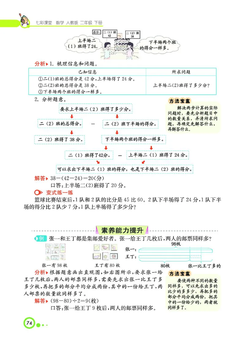 《七彩课堂》数学2年级下册（RJ）_二年级上下册资料_小学二年级学习资料-25年更新版_2-04、小学二年级数学下册_2-4-2、练习题、作业、试题、试卷_人教版_电子册类