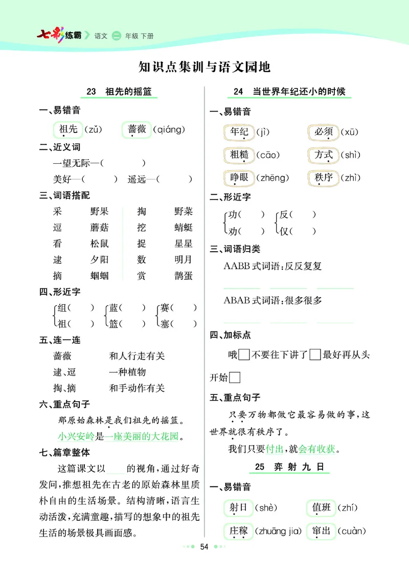 《七彩练霸》语文2年级下册（RJ）_二年级上下册资料_小学二年级学习资料-25年更新版_2-02、小学二年级语文下册_2-2-2、练习题、作业、试题、试卷_电子册类
