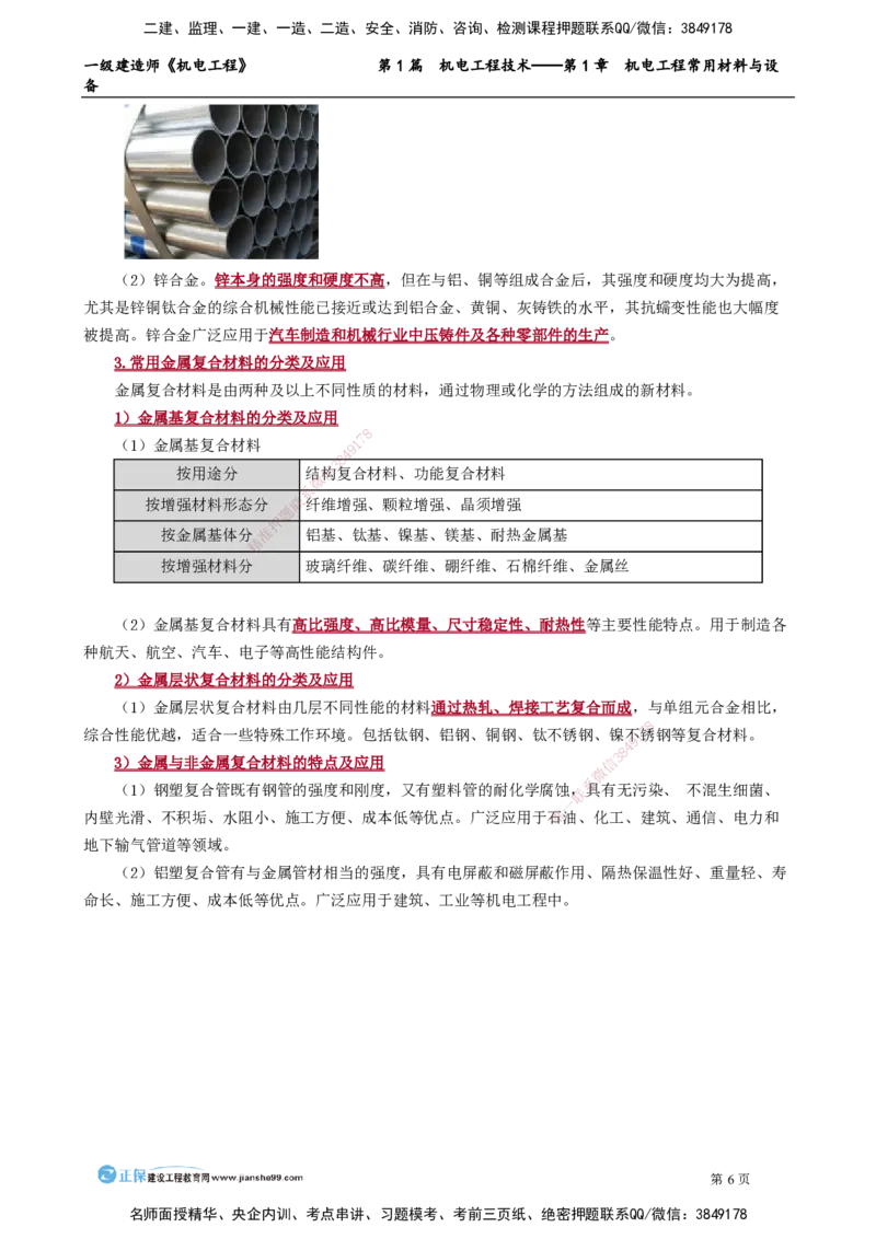 第1章　机电工程常用材料与设备_2026年一级建造师_2026年一建机电_2025年一建机电SVIP_02-基础精讲✿高端面授✿深度强化_04-机电《基础精讲班》康仁杰JG_讲义