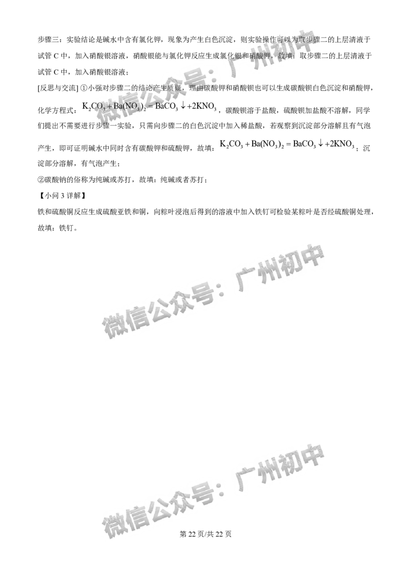2025广州外国语学校中考二模化学试题（答案解析）_广州九上月考+期中+期末+一模二模+中考真题_2025中考二模