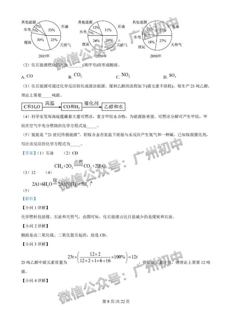 2025广州外国语学校中考二模化学试题（答案解析）_广州九上月考+期中+期末+一模二模+中考真题_2025中考二模