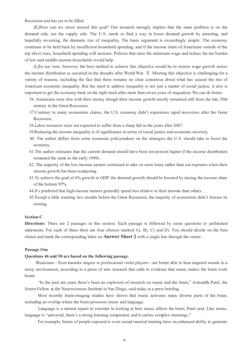 六级通关模拟卷第一套_大学英语四级+六级_六级真题_六级密押试卷_※3.六级预测模拟题_六级通关模拟卷（1）