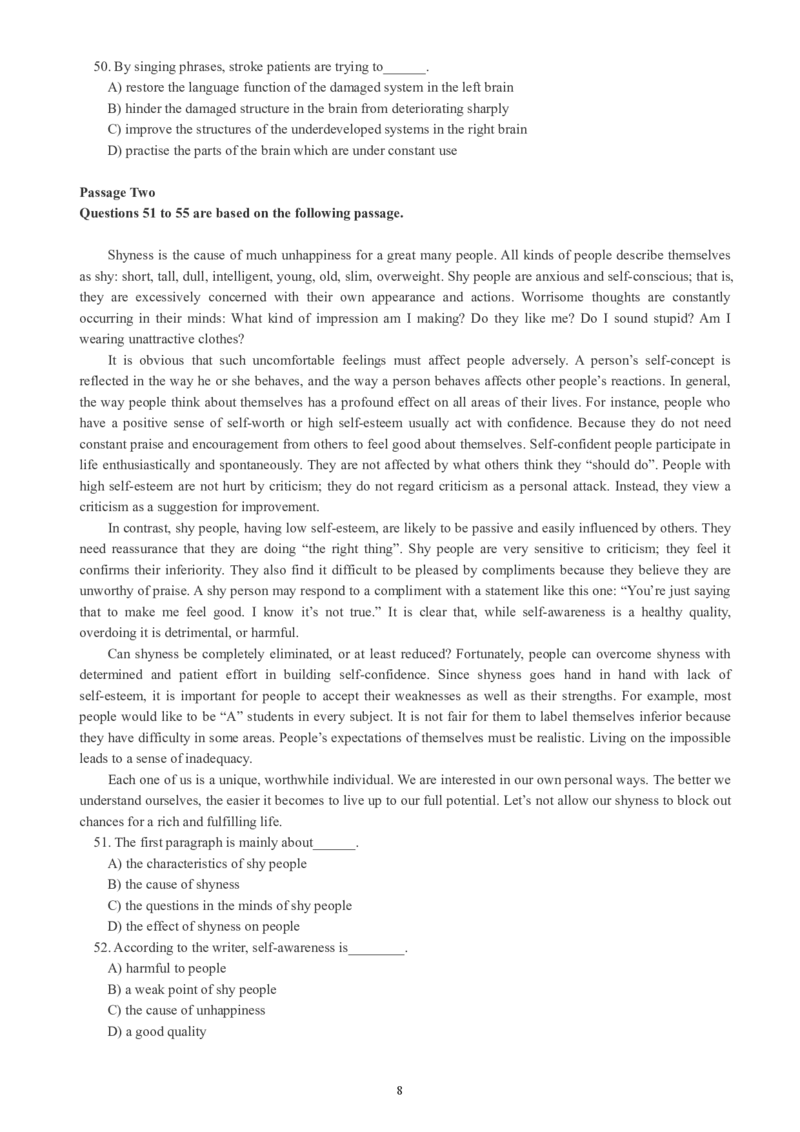 六级通关模拟卷第一套_大学英语四级+六级_六级真题_六级密押试卷_※3.六级预测模拟题_六级通关模拟卷（1）