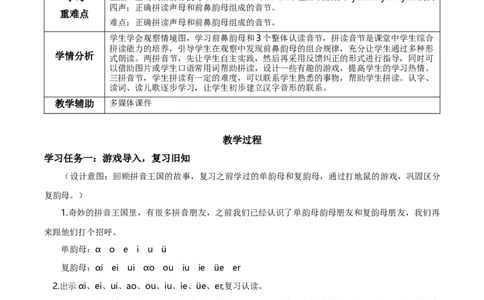 汉语拼音13《ɑneninun&uuml;n》（教学设计）-（统编版.2024秋）_一年级语文上册（统编版）_教学设计