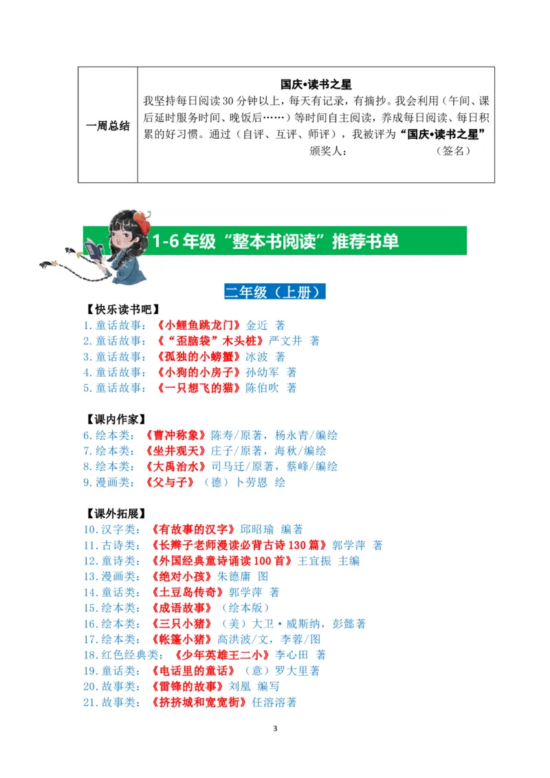 菜单1：二年级&ldquo;每日阅读打卡表&rdquo;（郭学萍）_2025国庆节特色创意作业_2024国庆节特色创意语文作业设计_二上国庆节&ldquo;作业菜单&rdquo;（郭学萍）