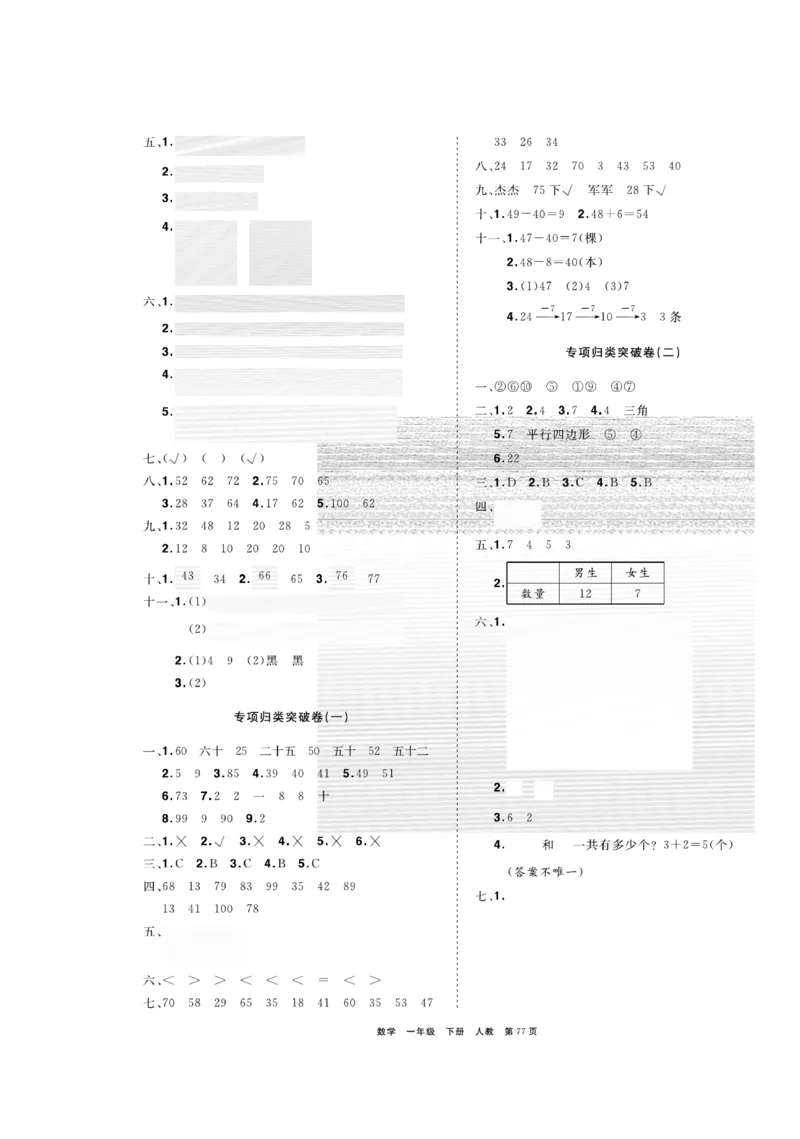 《全优考评一卷通》数学1年级下册（RJ）_一年级上下册资料_小学一年级学习资料-25年更新版_1-04、小学一年级数学下册_1-4-2、练习题、作业、试题、试卷_人教版_电子册