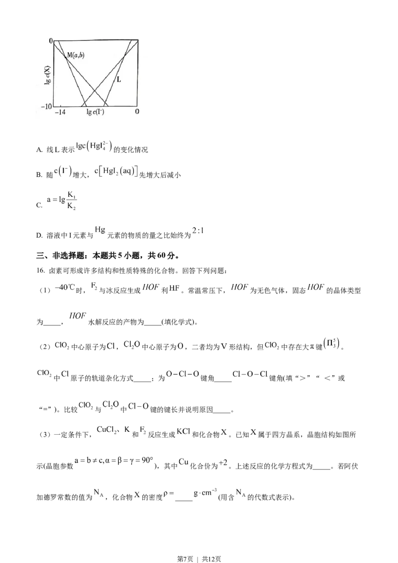 2023年高考化学试卷（山东）（空白卷）_历年高考真题合集_化学历年高考真题_新&middot;Word版2008-2025&middot;高考化学真题_化学（按省份分类）2008-2025_2008-2025&middot;（山东）化学高考真题
