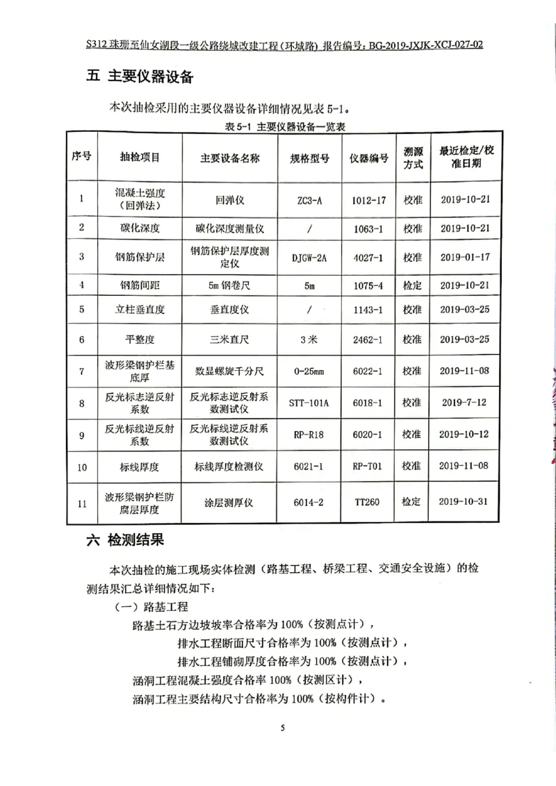 9、路基、桥梁、交安检测报告_2021-2023年优秀施组方案_施工组织设计_施组11-新余环城路项目施工组织设计_交工验收记录_S312