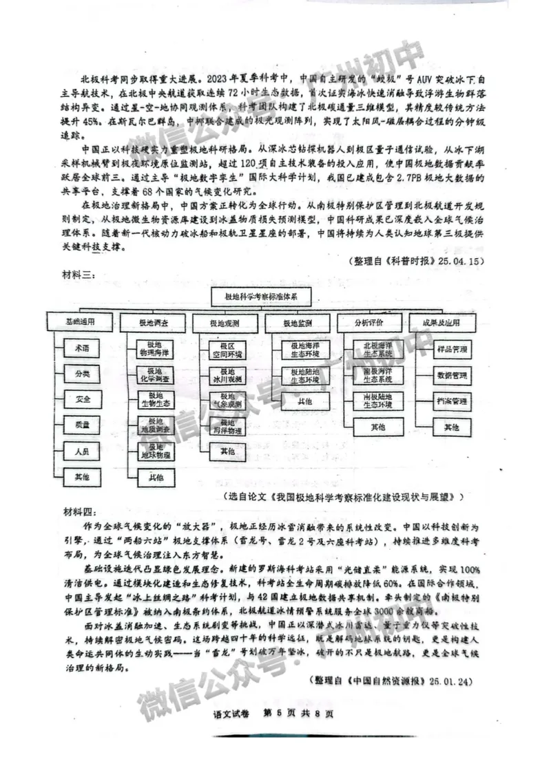 2025广州大学附属中学中考二模语文试题_广州九上月考+期中+期末+一模二模+中考真题_2025中考二模