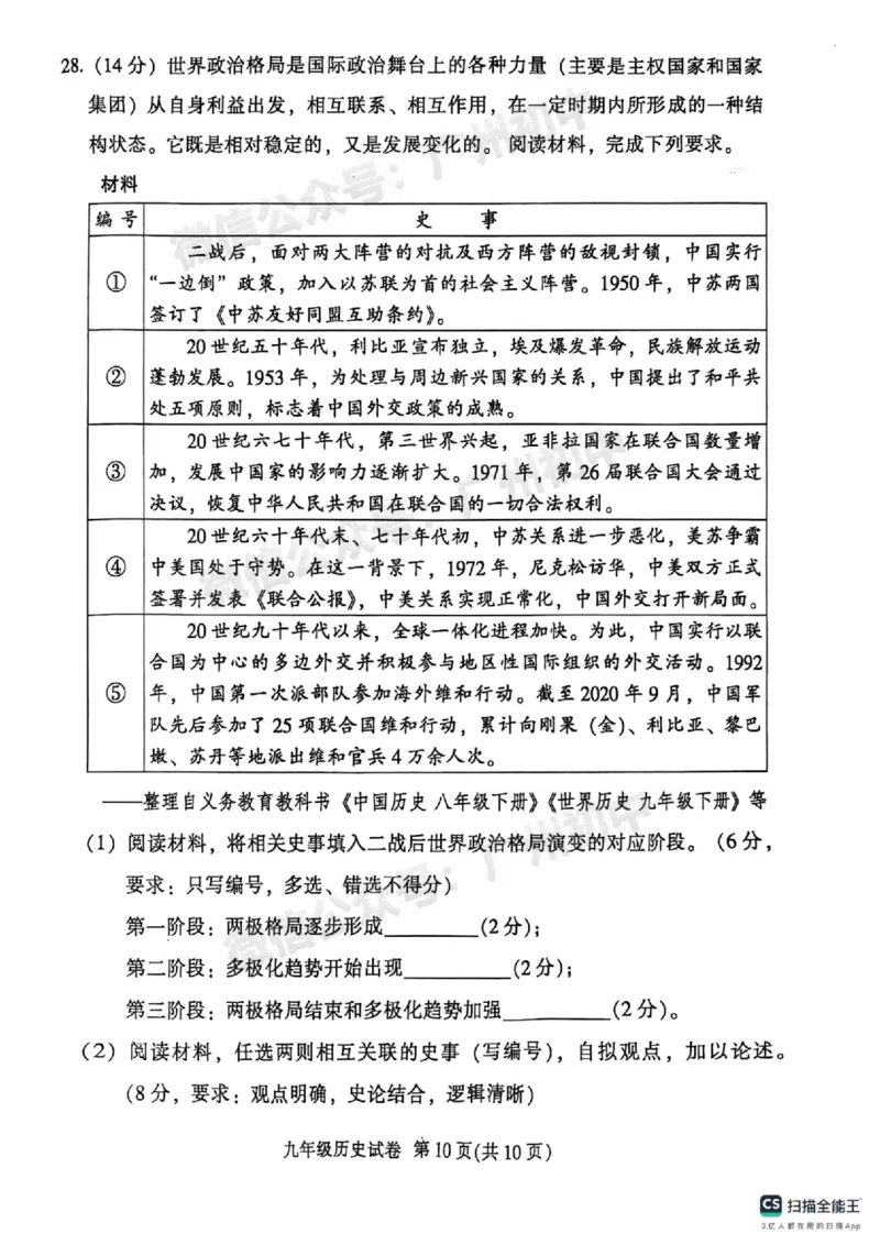 2025越秀区中考一模历史试题_广州九上月考+期中+期末+一模二模+中考真题_广州2025年中考一模_2025年11区中考一模_越秀区