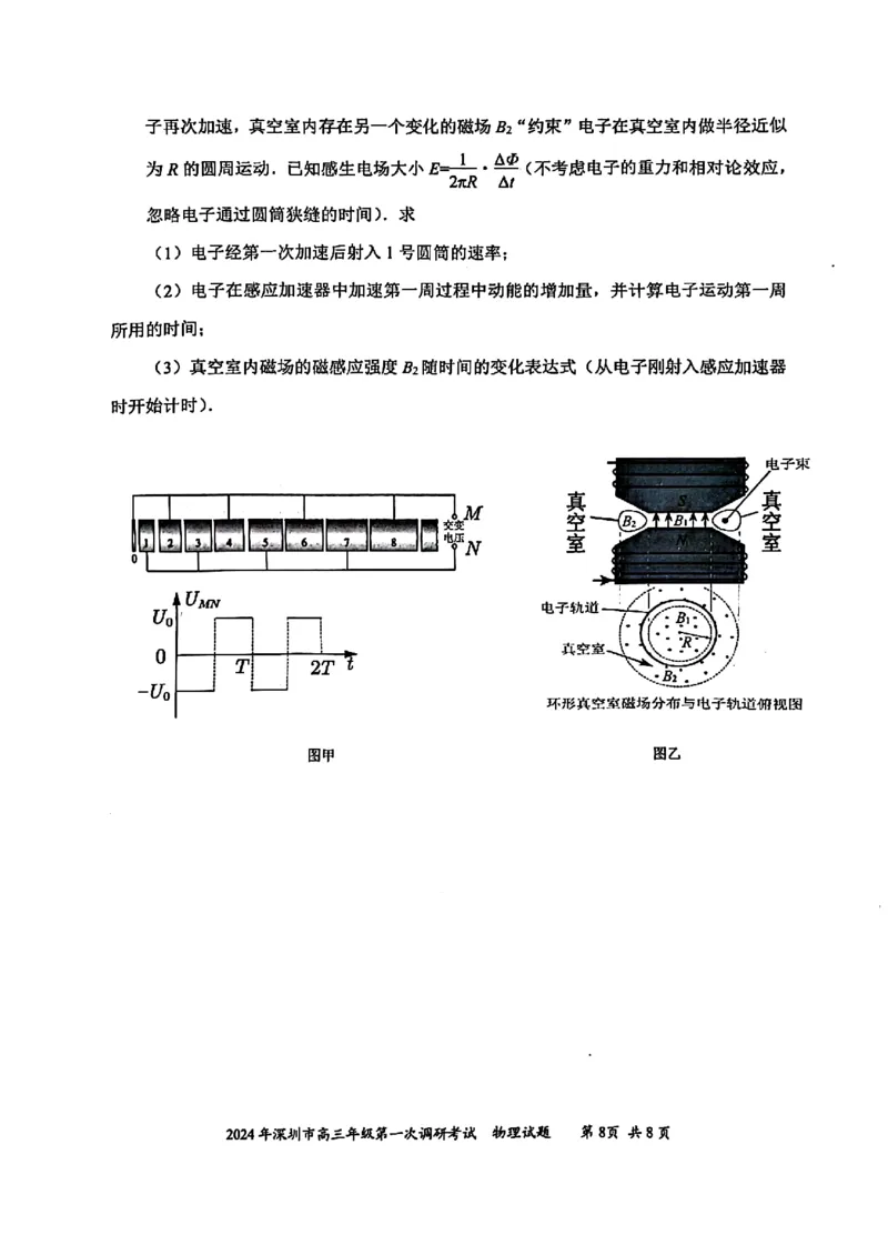 2024年2月深圳市高三一模物理试卷_@高三模考真题_2024年2月深圳市高三一模试卷及答案