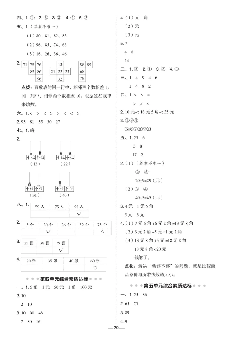 《典中点极速提分》数学1年级下册（JJ）_一年级上下册资料_小学一年级学习资料-25年更新版_1-04、小学一年级数学下册_1-4-2、练习题、作业、试题、试卷_冀教版_电子册类