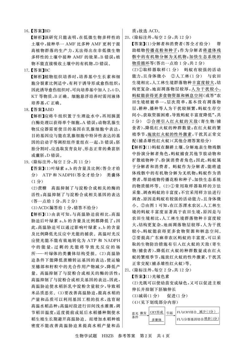 2025年3月高三T8联考生物试卷答案_@高三模考真题_2025年3月高三T8联考试卷及答案