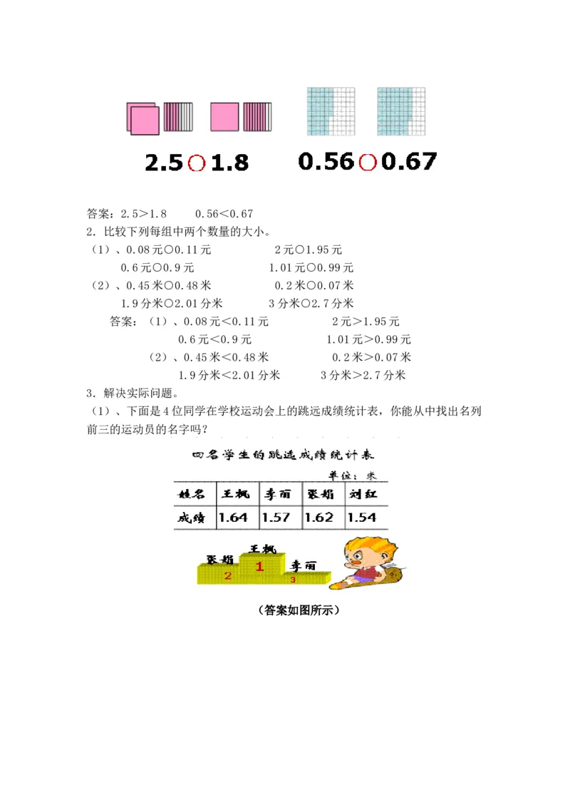 6.3比较小数的大小_三年级上下册资料_3年级下册教学资源包教案+学案_第六单元小数的初步认识（教案+学案）_教案