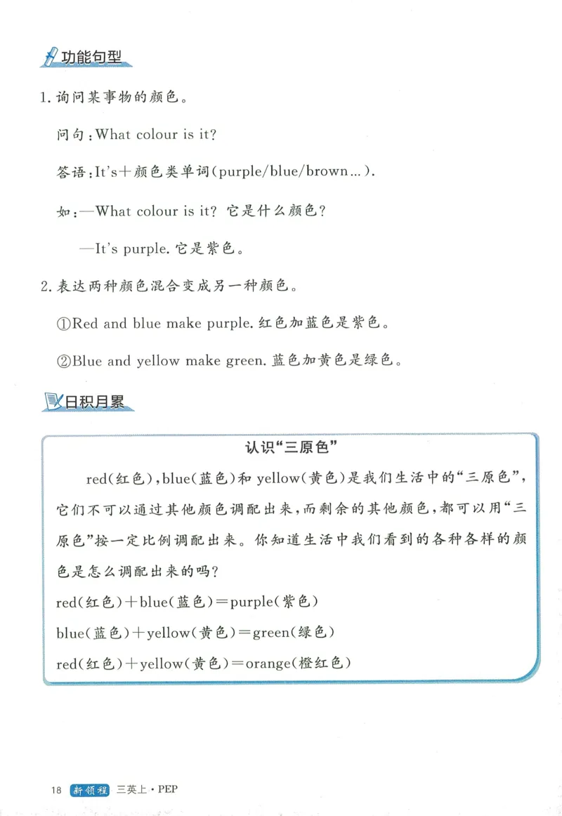 知识梳理英语3_《优翼新领程》25秋英语3年级上册（人教PEP）