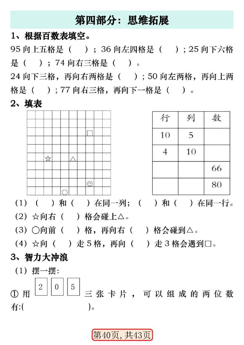 4.2一年级数学下册100以内易错易混专项练习（无答案）_一年级上下册资料_小学一年级学习资料-25年更新版_1-04、小学一年级数学下册_1-4-2、练习题、作业、试题、试卷_通用