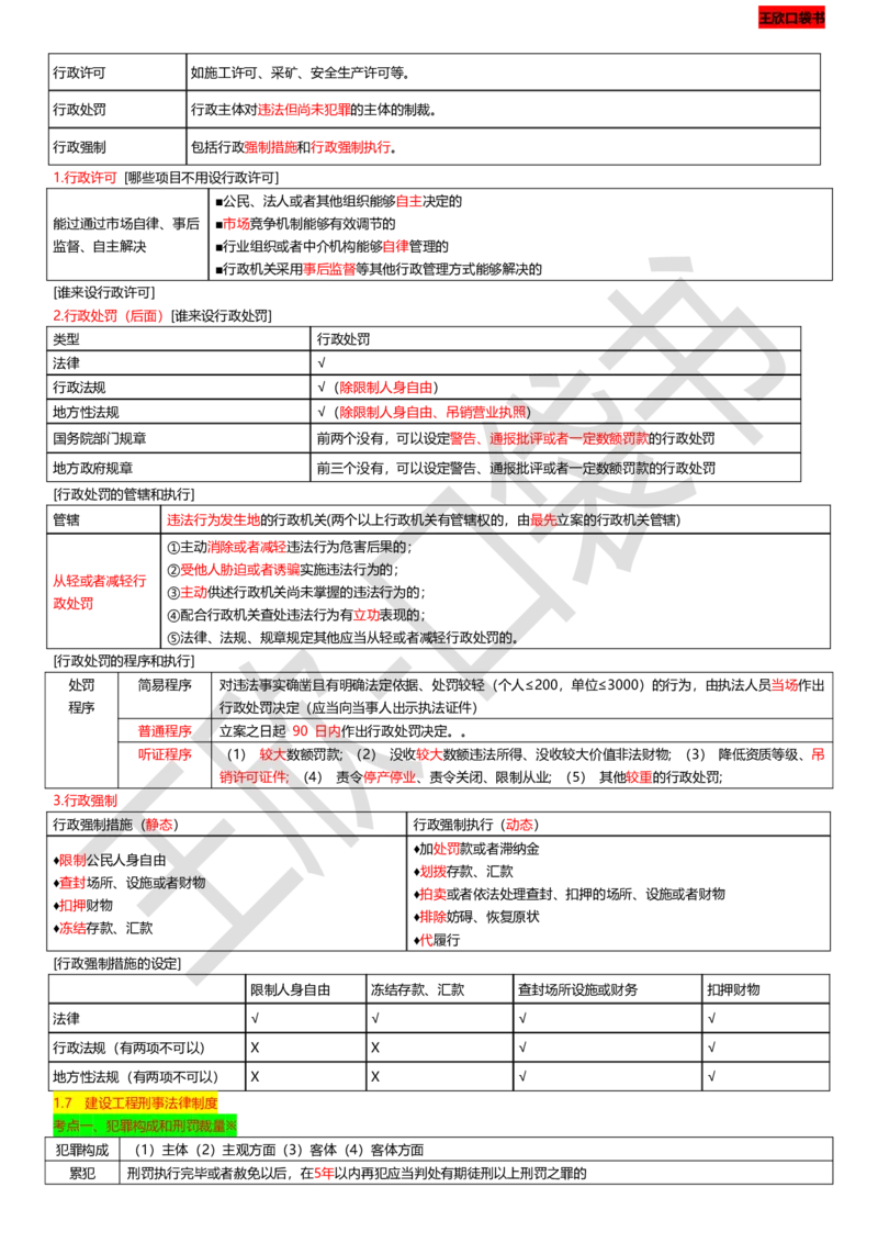 打印版（9月9日）一建-法规-王欣-临考点睛_2026年一建法规_2025年一建法规SVIP_04-冲刺串讲✿考点强化✿小灶集训_54-法规《临考点睛班》王欣KL_讲义