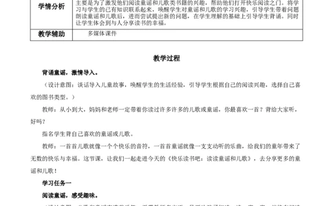 快乐读书吧《读读儿童故事》（教学设计）-（统编版）_一年级语文下册（统编版）_老课标资料_教学设计