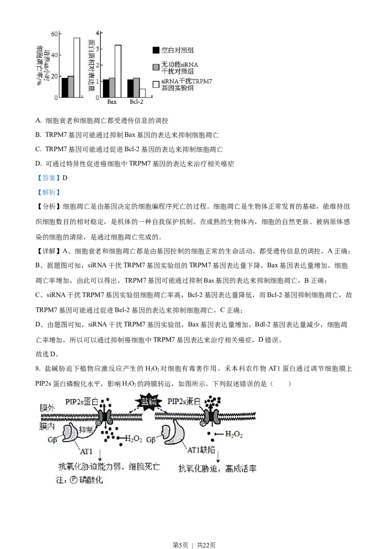 2023年高考生物试卷（湖南）（解析卷）_生物历年高考真题_新&middot;Word版2008-2025&middot;高考生物真题_生物（按年份分类）2008-2025_2023&middot;高考生物真题