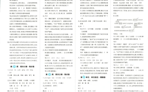 答案_一本周末小测卷语文6上