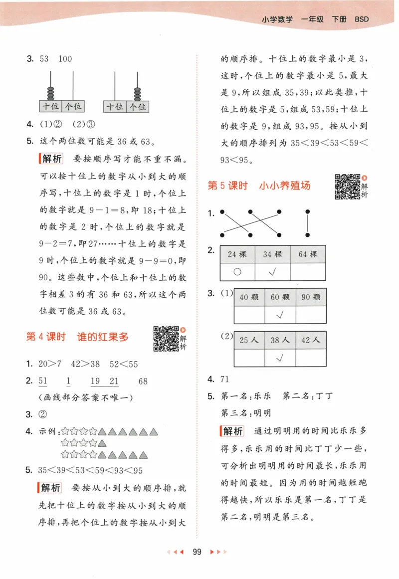 《53天天练》23春数学1年级下册（BS）答案_一年级上下册资料_小学一年级学习资料-25年更新版_1-04、小学一年级数学下册_1-4-2、练习题、作业、试题、试卷_北师大版_电子册类