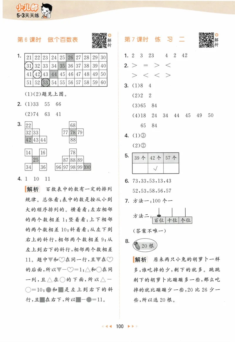 《53天天练》23春数学1年级下册（BS）答案_一年级上下册资料_小学一年级学习资料-25年更新版_1-04、小学一年级数学下册_1-4-2、练习题、作业、试题、试卷_北师大版_电子册类