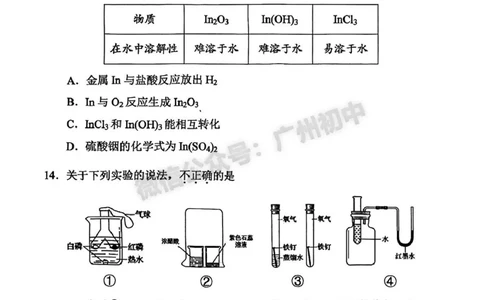 2025海珠区中考一模化学试题_广州九上月考+期中+期末+一模二模+中考真题_广州2025年中考一模_2025年11区中考一模_海珠区