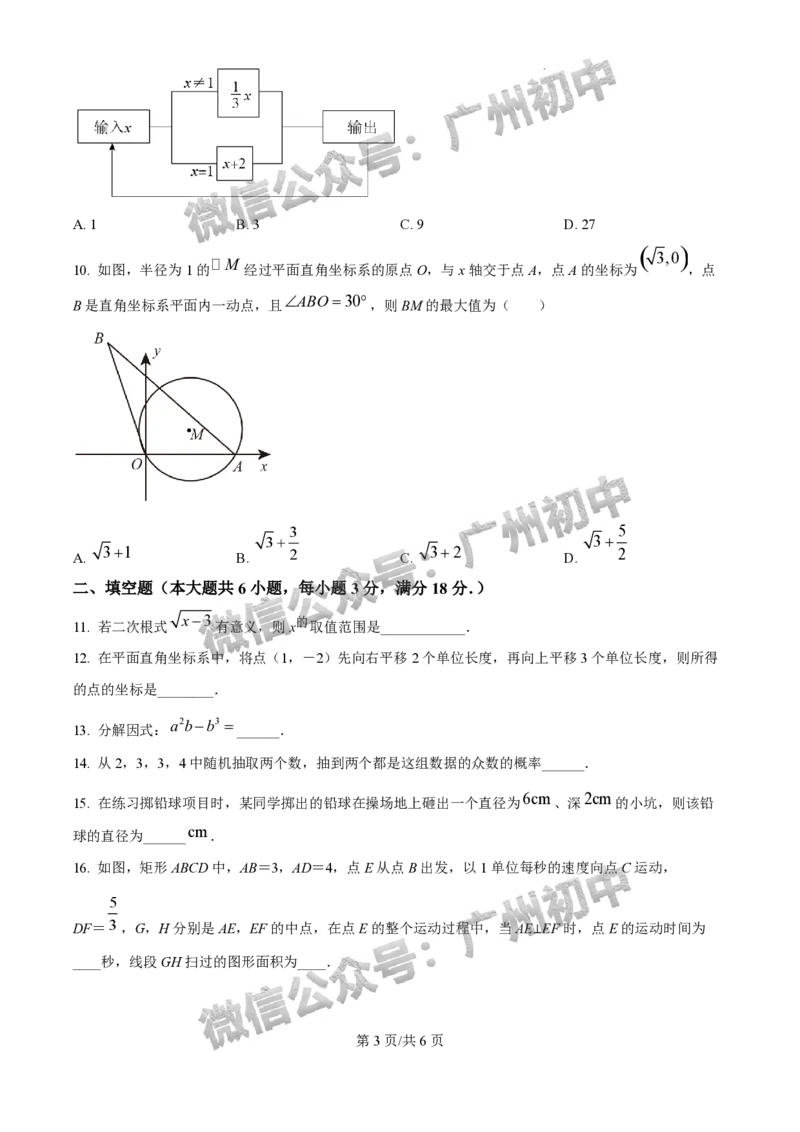 2025广州外国语学校中考二模数学试题_20250608_231211_广州九上月考+期中+期末+一模二模+中考真题_2025中考二模