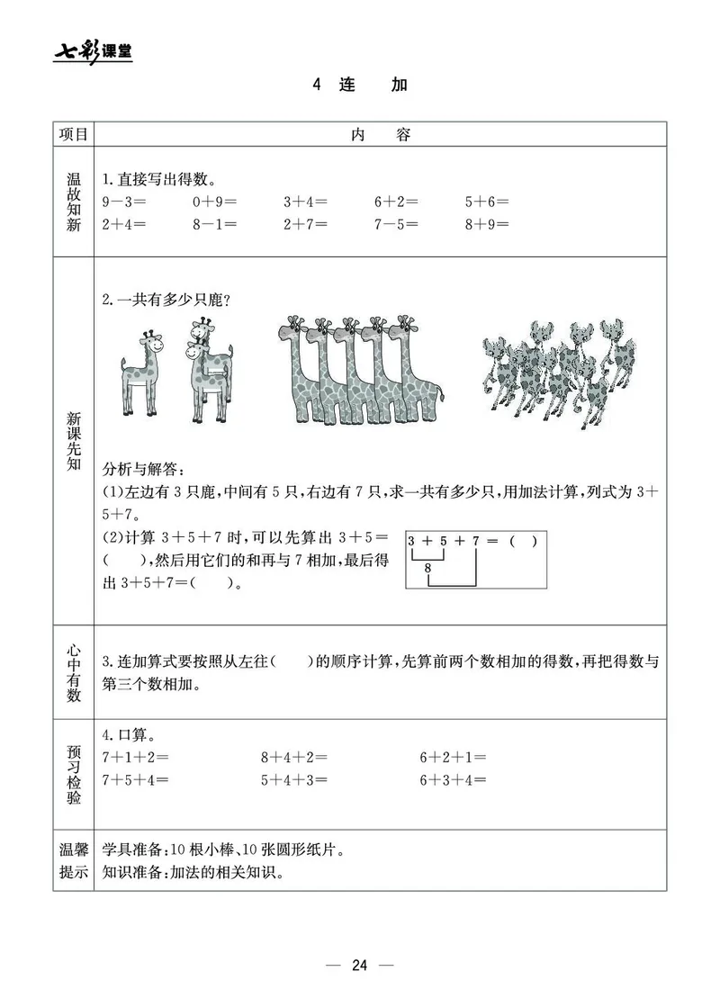 《七彩课堂》预习卡-数学1年级上册（JJ）_一年级上下册资料_小学一年级学习资料-25年更新版_1-03、小学一年级数学上册_冀教版_10、电子书籍