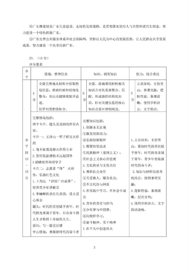 2024花都区中考一模道德与法治试题答案解析_广州九上月考+期中+期末+一模二模+中考真题_广州2024年中考一模_花都区